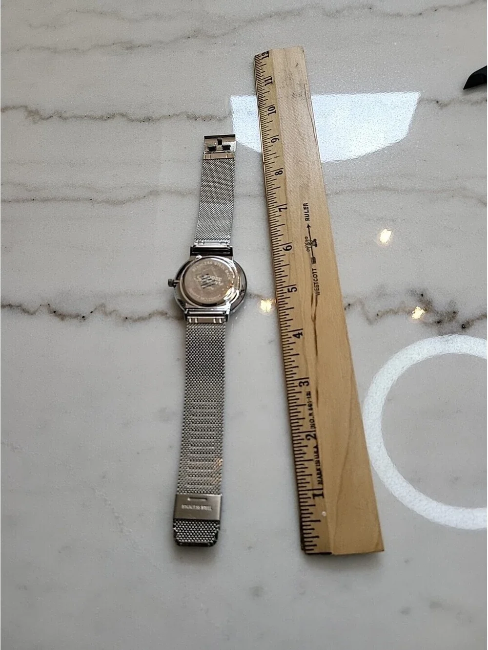 Rogue Signature Watch Silver With Blue Face Mesh Band Stainless Steel